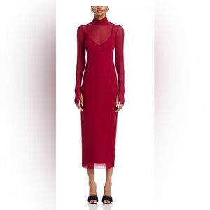 AFRM Rhubarb Shailene Mock Neck Mesh Dress — worn once — like new - large